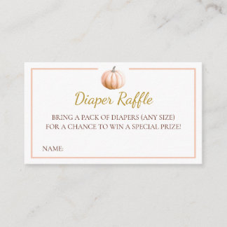 Orange Pumpkin Fall Baby Shower Diaper Raffle Card