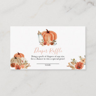 Orange Pumpkin Fall Baby Shower Diaper Raffle Enclosure Card