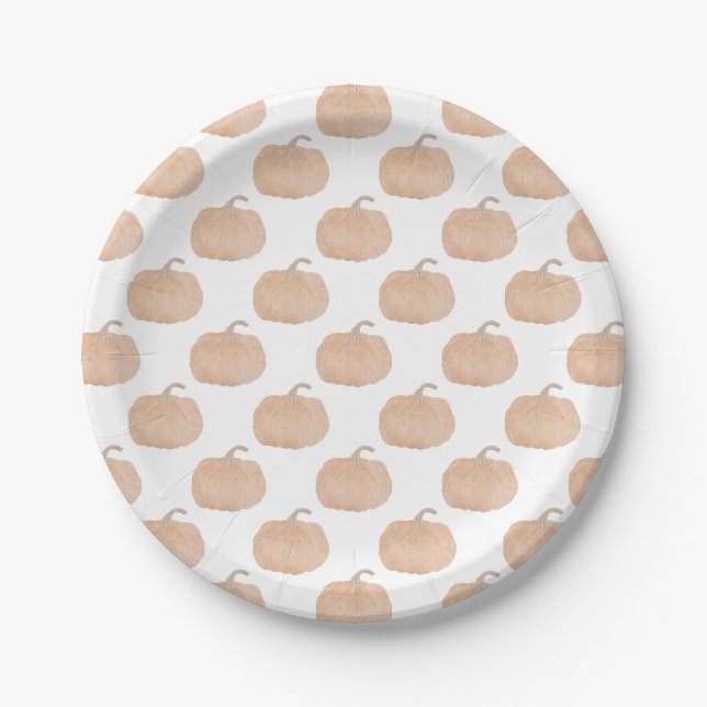 Orange Pumpkin Fall Baby Shower Paper Plates (Front)