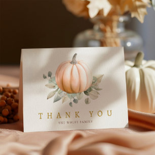 Orange Pumpkin Fall Baby Shower Thank You Card