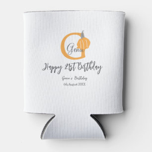 Orange pumpkin fall birthday 21st grey pastel fall can cooler