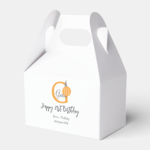Orange pumpkin fall birthday 21st grey pastel fall favour box