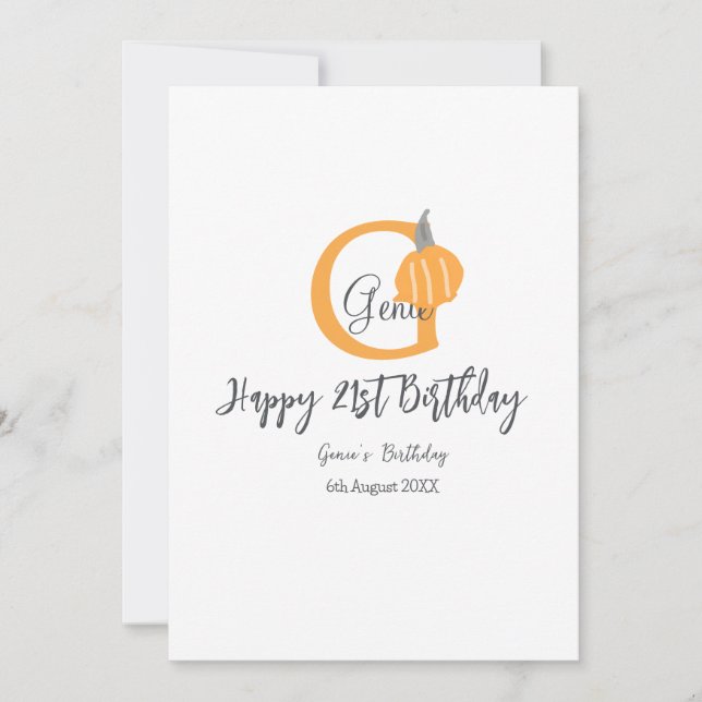 Orange pumpkin fall birthday 21st grey pastel fall invitation (Front)