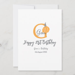 Orange pumpkin fall birthday 21st grey pastel fall invitation