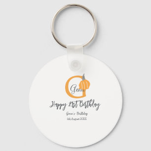 Orange pumpkin fall birthday 21st grey pastel fall key ring
