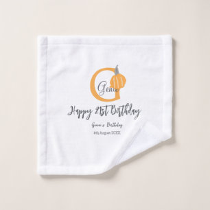 Orange pumpkin fall birthday 21st grey pastel fall wash cloth