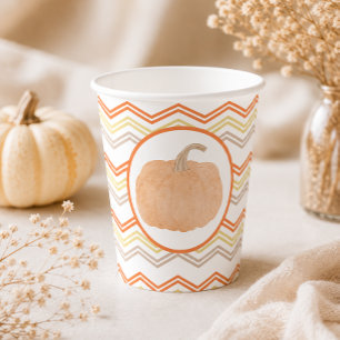Orange Pumpkin Fall Party Paper Cups