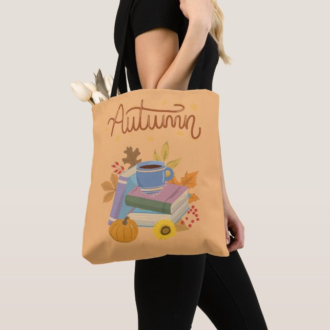Orange pumpkin Fall Tote Bag (Close Up)