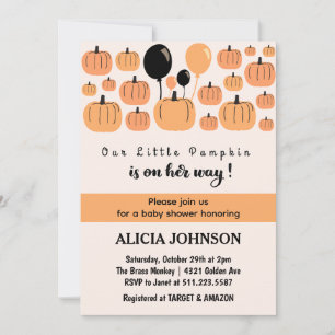 Orange Pumpkin Halloween baby shower  Invitation
