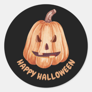 Orange Pumpkin Halloween Classic Round Sticker