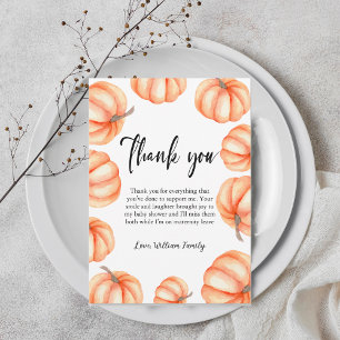 Orange Pumpkin Halloween Fall Baby Shower Thank You Card