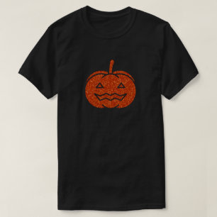 Orange Pumpkin Halloween Glitter T-Shirt