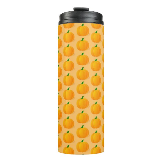 Orange Pumpkin Halloween Pattern Thermal Tumbler (Front)
