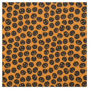 Orange Pumpkin Happy Halloween Modern Fabric
