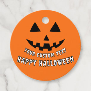 Orange Pumpkin Happy Halloween Your Custom Text Favour Tags