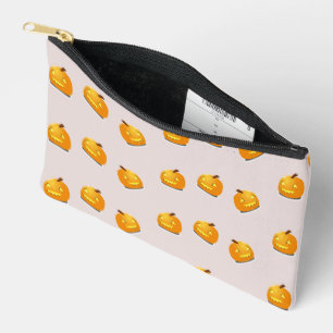 Orange pumpkin head pattern accessory pouch