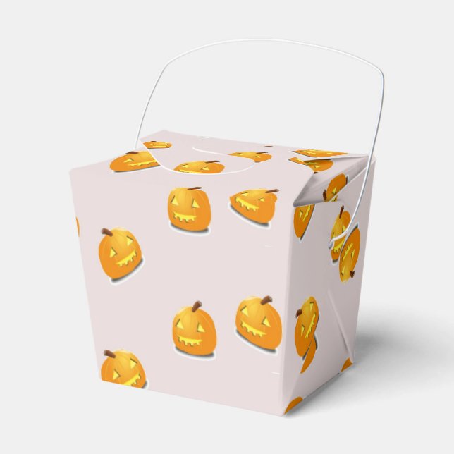 Orange pumpkin head pattern favour box (Front Side)