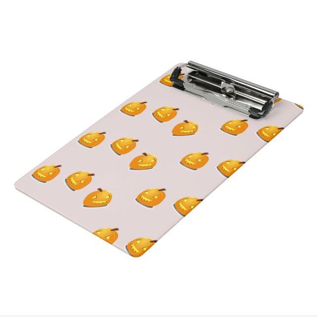 Orange pumpkin head pattern mini clipboard (Angled3)