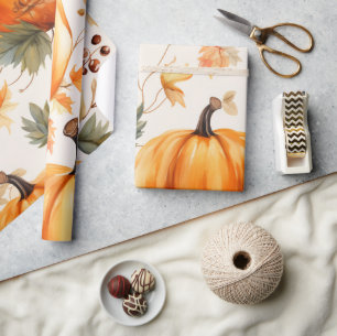 Orange Pumpkin is on The Way Autumn Baby Shower Wrapping Paper
