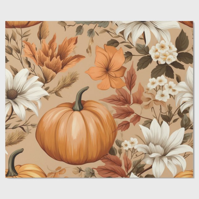 Orange Pumpkin is on The Way Autumn Baby Shower Wrapping Paper (Flat)