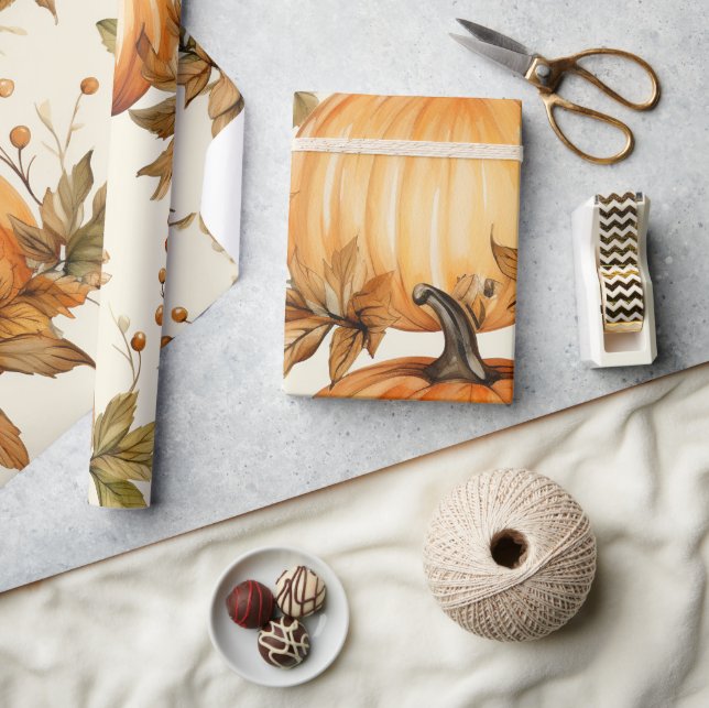 Orange Pumpkin is on The Way Autumn Baby Shower Wrapping Paper (Crafts)