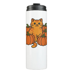 Orange Pumpkin Kitty Cat Magic Oversized T-Shirt Thermal Tumbler