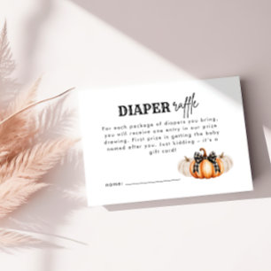 Orange Pumpkin Modern Baby Shower Diaper Raffle Enclosure Card