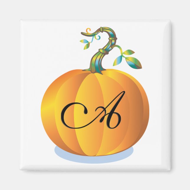 Orange Pumpkin Monogram Letter A Magnet (Front)
