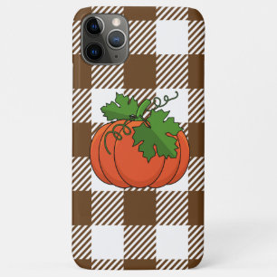 Orange Pumpkin on White Brown Chequered Pattern Case-Mate iPhone Case
