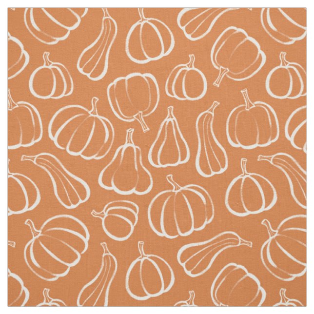 Orange Pumpkin Pattern Fall Autumn Halloween Fabric (Swatch)