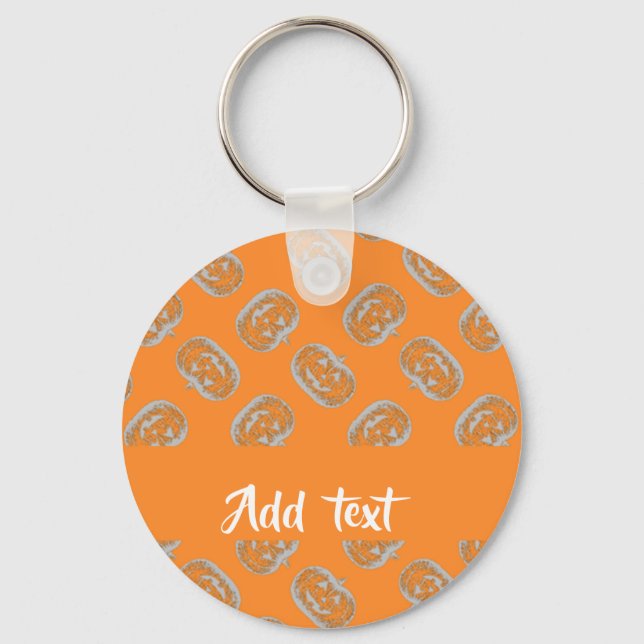 Orange pumpkin pattern key ring (Front)