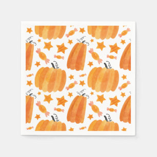 Orange Pumpkin Pattern Party Napkin