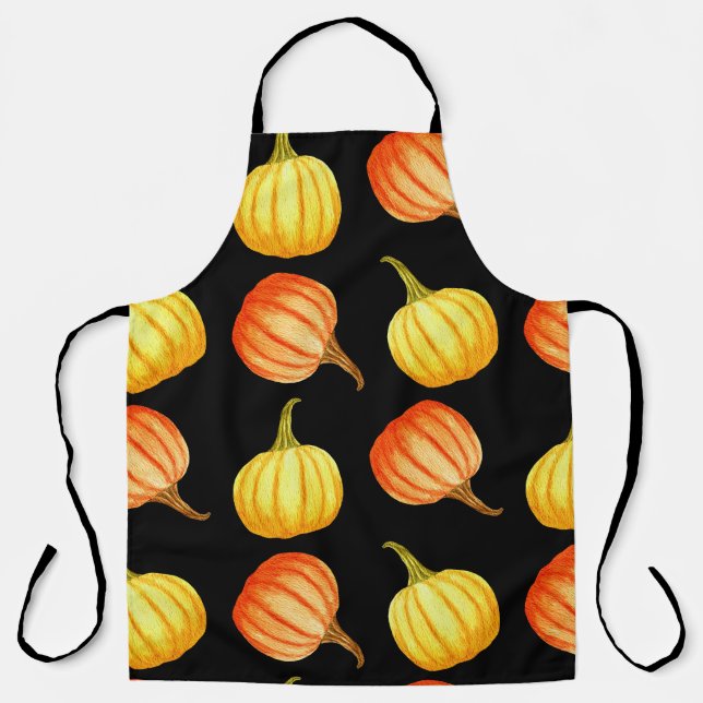 Orange Pumpkin: Seamless Watercolor Pattern. Apron (Front)