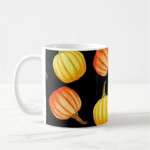 Orange Pumpkin: Seamless Watercolor Pattern. Coffee Mug