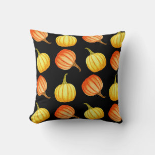 Orange Pumpkin: Seamless Watercolor Pattern. Cushion