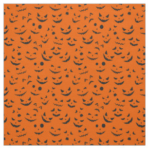 Orange Pumpkin Smile Happy Halloween Modern Fabric