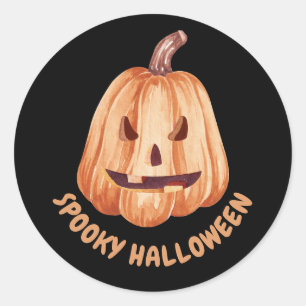 Orange Pumpkin Spooky Halloween Classic Round Sticker
