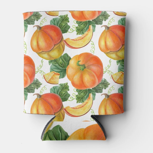 Orange Pumpkin: Summer-Autumn Vegetable Pattern. Can Cooler (Front)