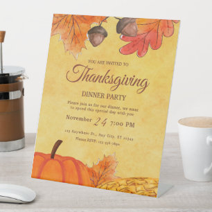 Orange Pumpkin Thanksgiving dinner party Printable Pedestal Sign