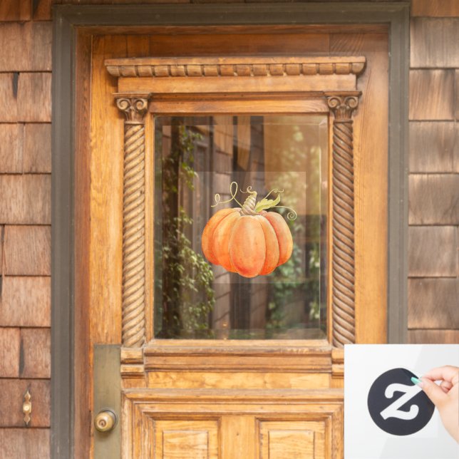 Orange pumpkin watercolor art fall thanksgiving  (Home Door)