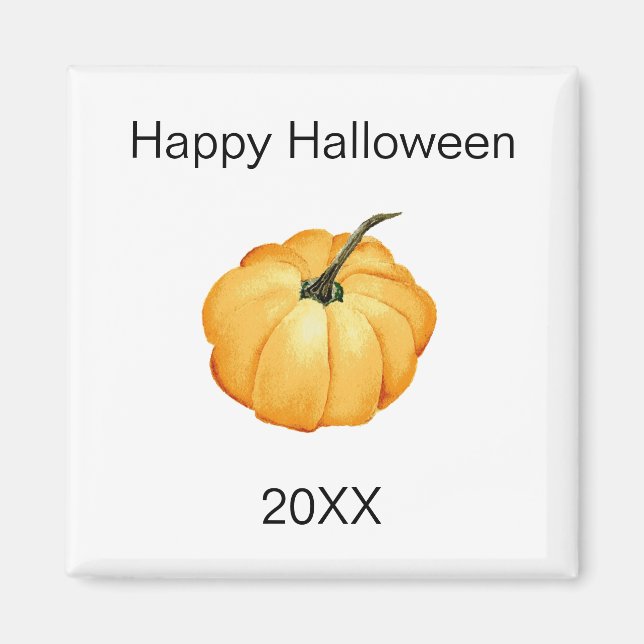 orange pumpkin watercolor Happy Halloween year Magnet (Front)