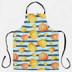 Orange pumpkin: watercolor striped decor. apron