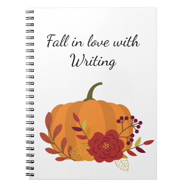 Orange Pumpkin with Flowers Notebook (Front)