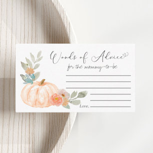 Orange Pumpkin Words of Advice Baby Shower Enclosure Card