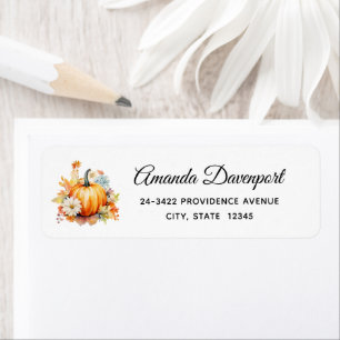 Orange Pumpkins and Flowers Autumn Address