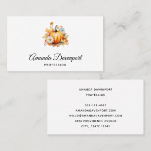 Orange Pumpkins and Flowers Autumn Business Card