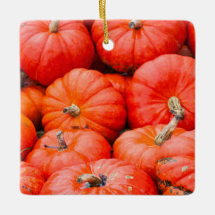 Orange pumpkins at market, Germany Ceramic Ornament