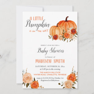 Orange Pumpkins Autumn   Baby Shower Invitation