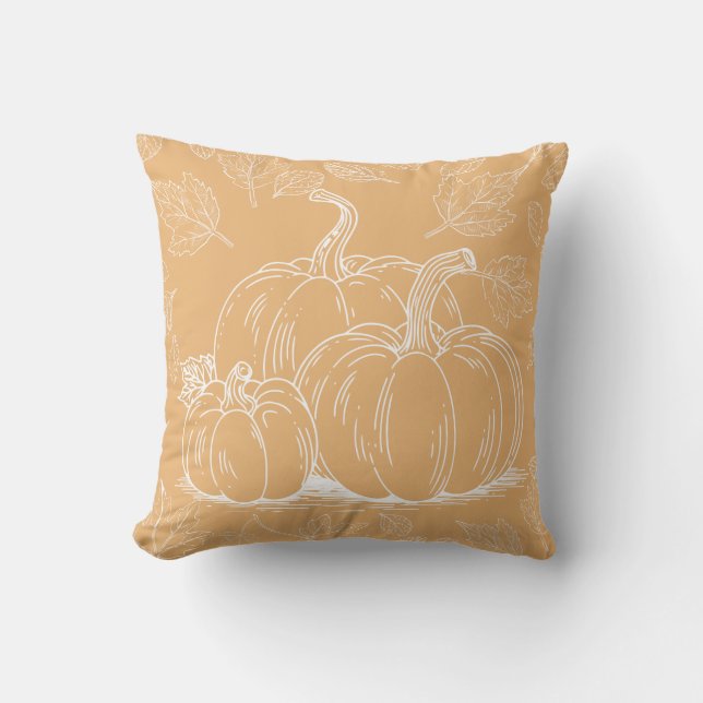 Orange Pumpkins Fall Autumn Thanksgiving Halloween Cushion (Front)