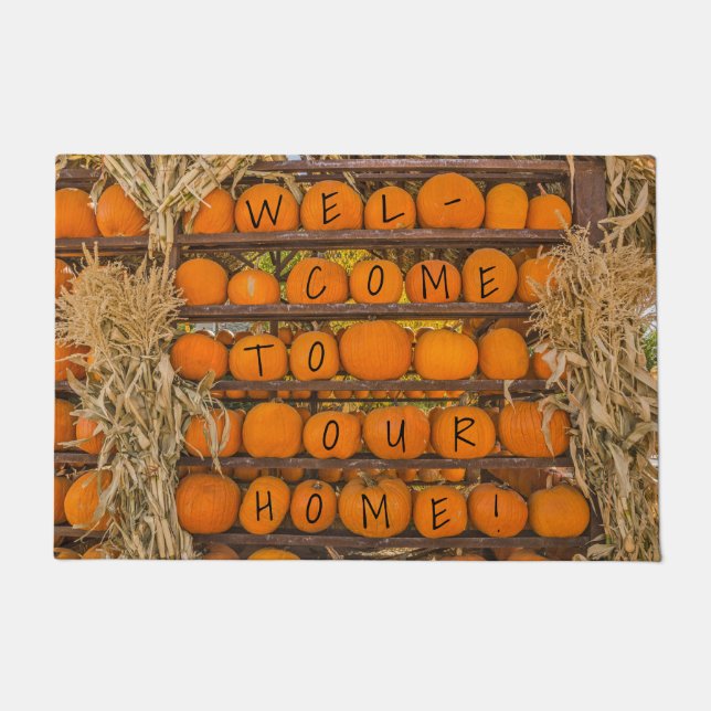 Orange Pumpkins for Halloween and/or Thanksgiving Doormat (Front)